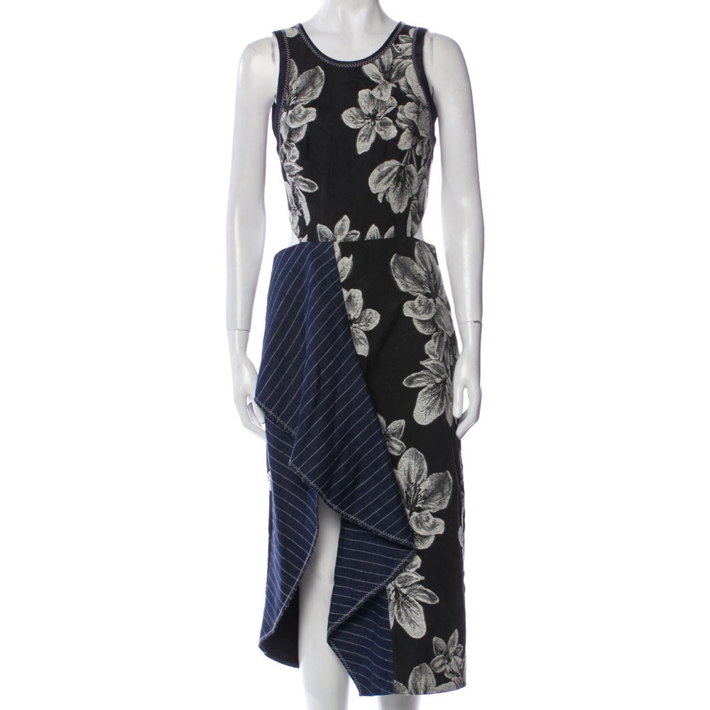 3.1 Phillip Lim
Sleeveless Floral Dress w/ Striped Trim, Leaf/Hydro Size 4